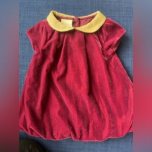 FirstImpressions baby dress. Velvet with gold collar